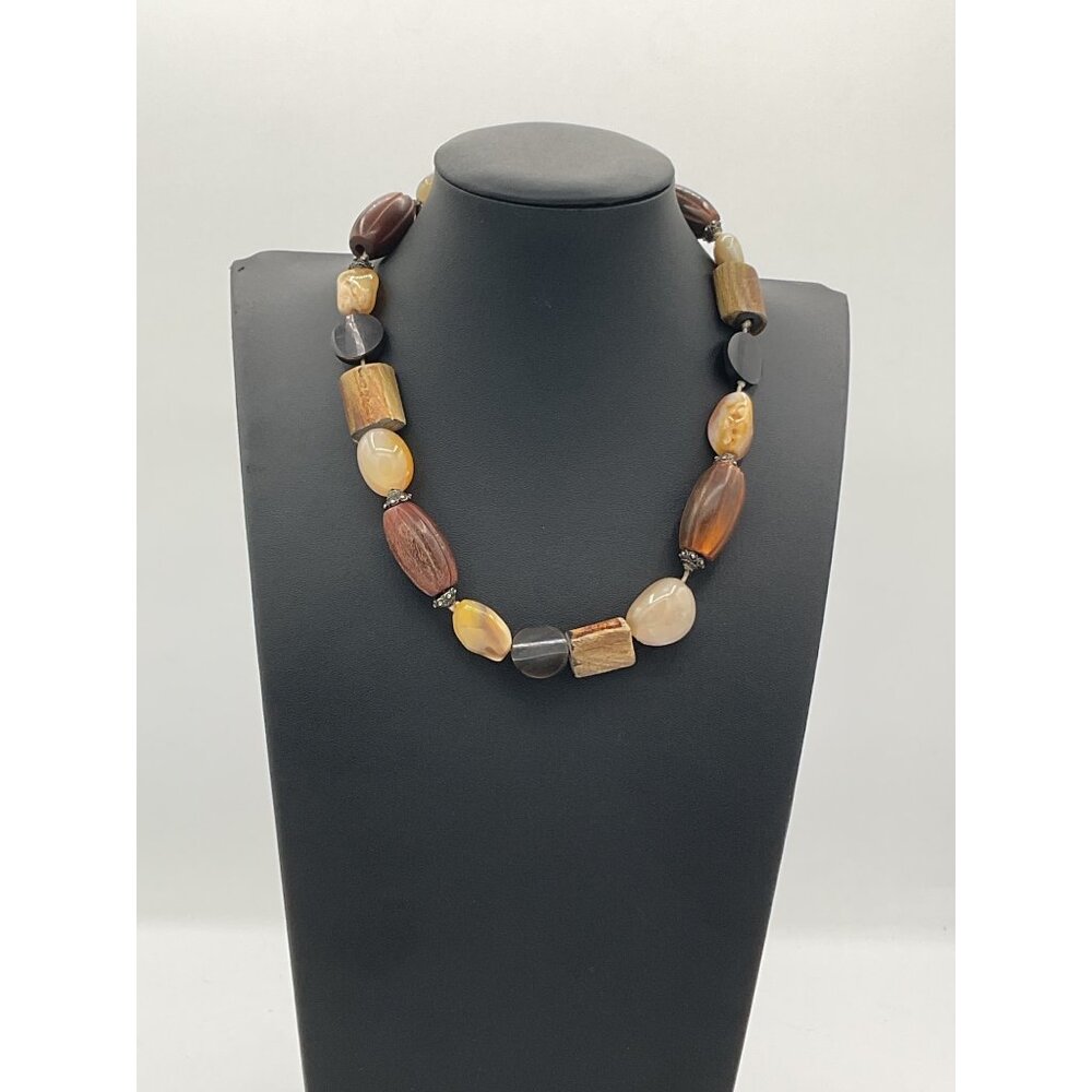 Vintage Multi-Stone Beaded Necklace With Adjustable Shepards Hook Clasp